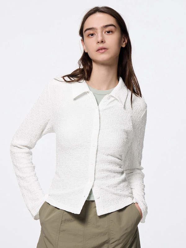 Textured Polo Cardigan