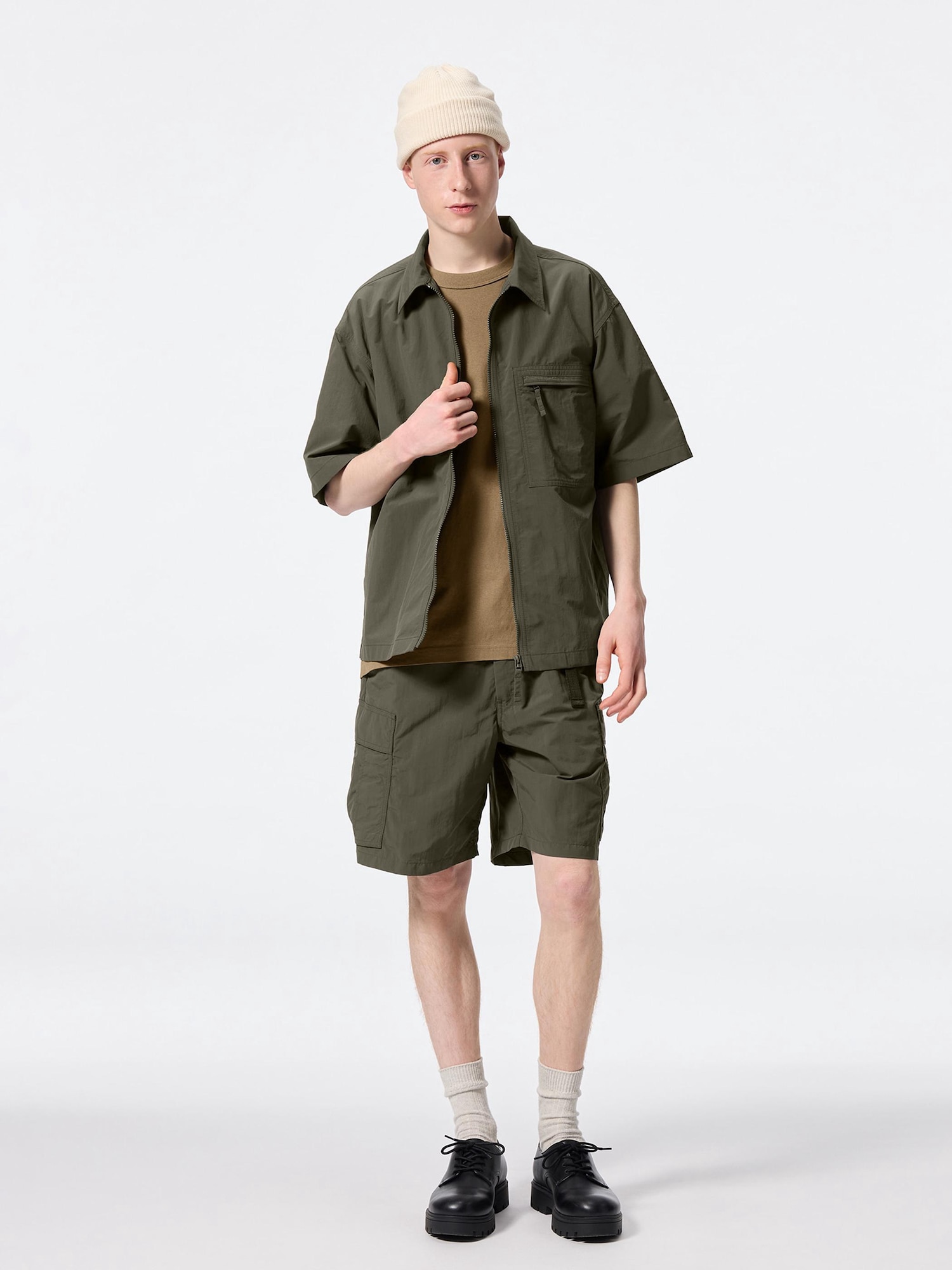 Nylon Zip-Up Shirt | HalfSlv | GU US