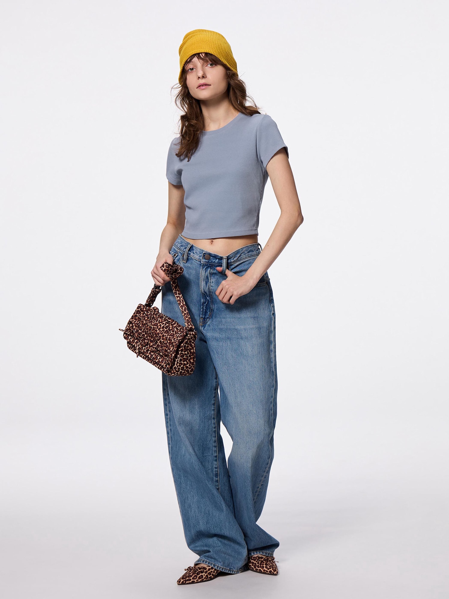 トップス CROPPED TEE SHIRT JGGSPWM Women's Half Sleeve Cropped T-Shirt Drop Shoulder Round