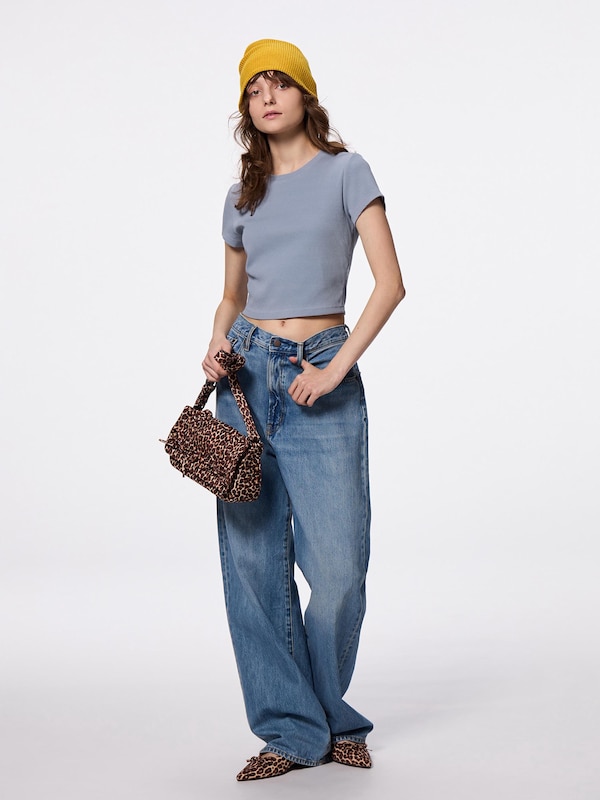 Washed Ribbed Cropped T-Shirt