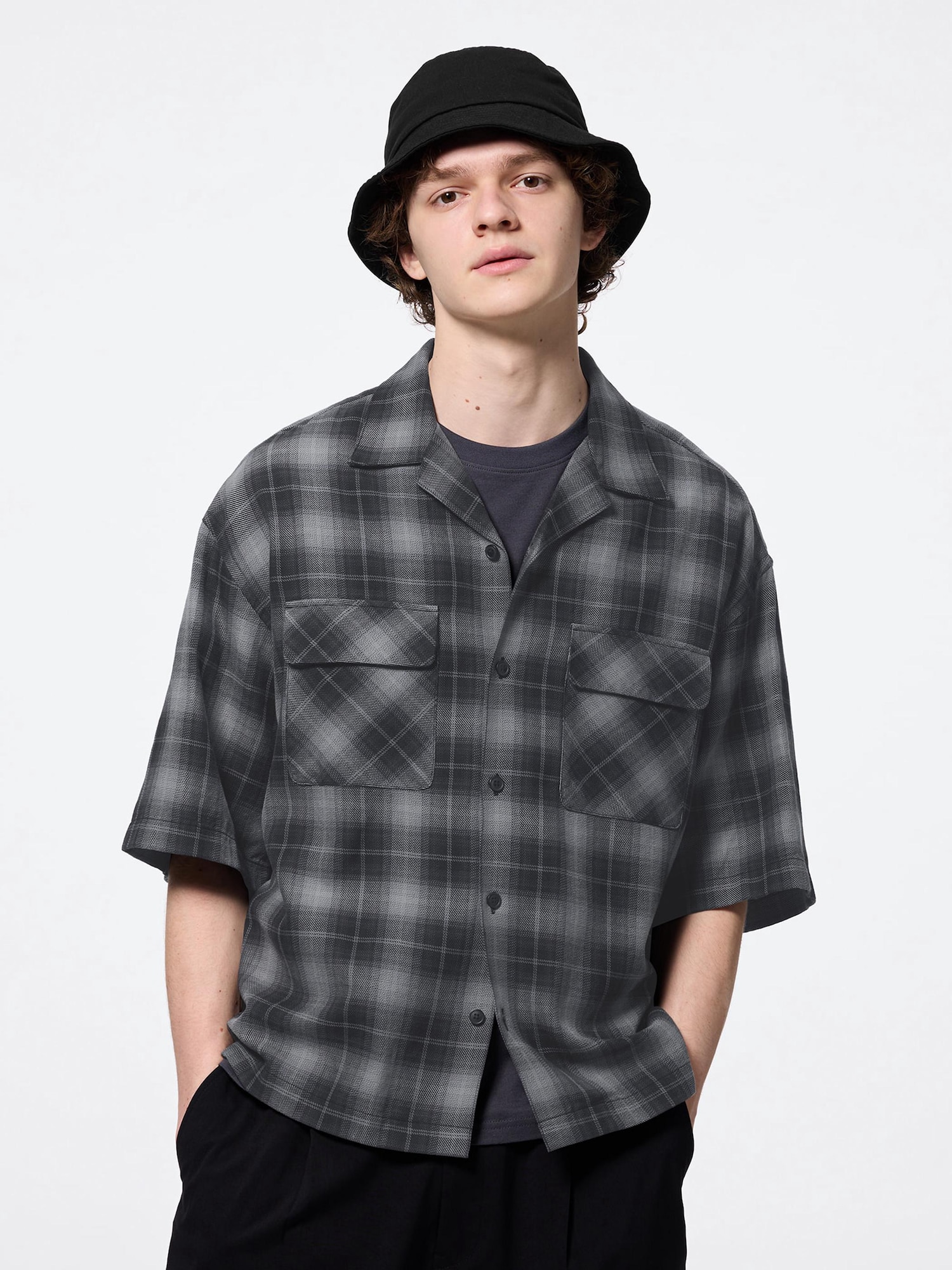 Sketch Pattern Side Zip S/S Open Collar Shirt – TIME AFTER TIME