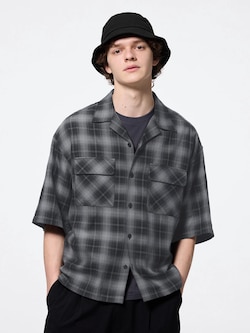 Open Collar Boxy Checked Shirt | HalfSlv