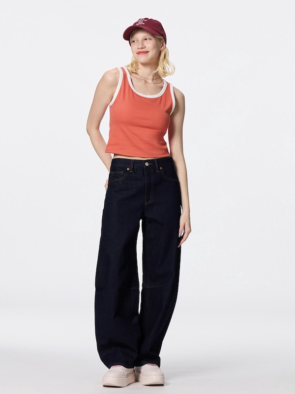 Cotton Blend Cropped Bicolor Tank Top | Dry
