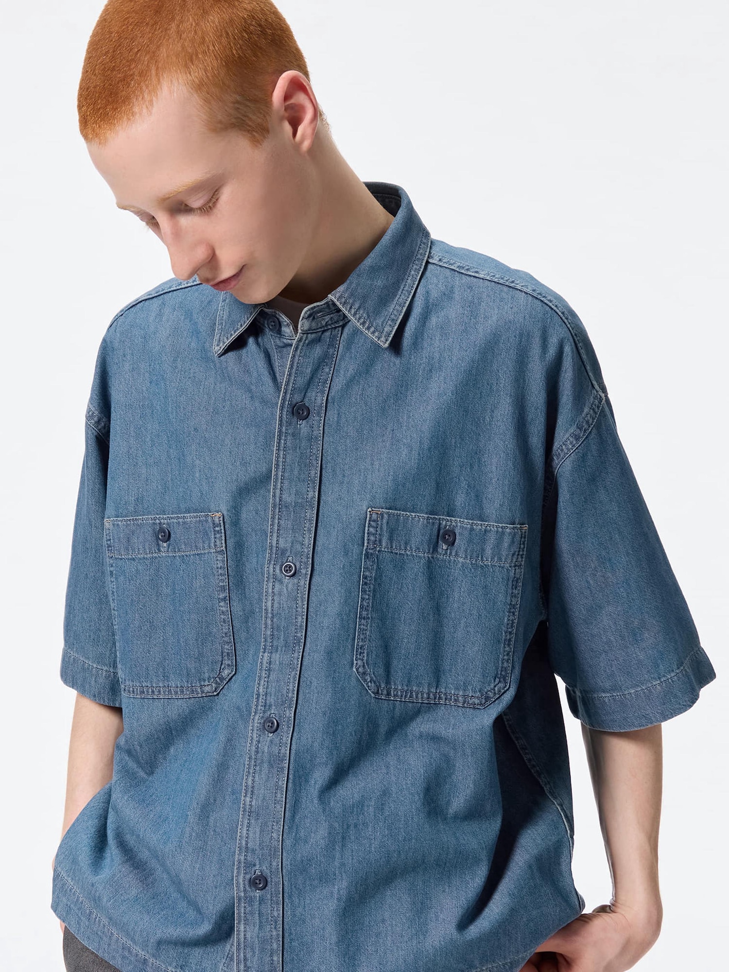Shop looks for「Denim Boxy Work Shirt | Halfslv、Jorts」| GU US