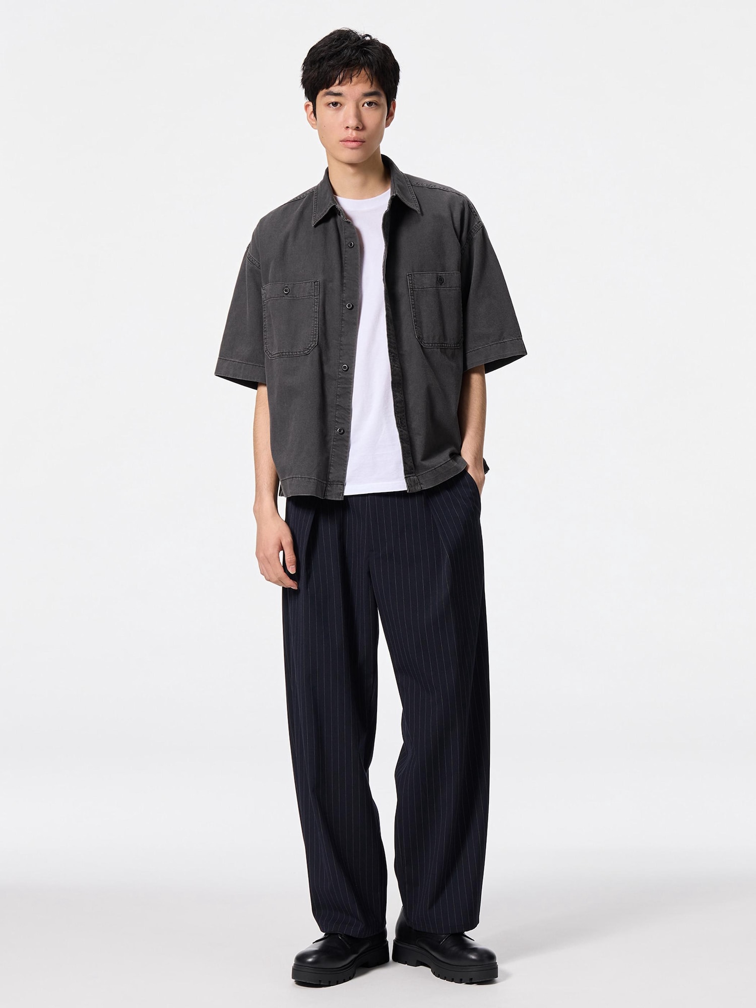 Denim Boxy Work Shirt | Halfslv | GU US