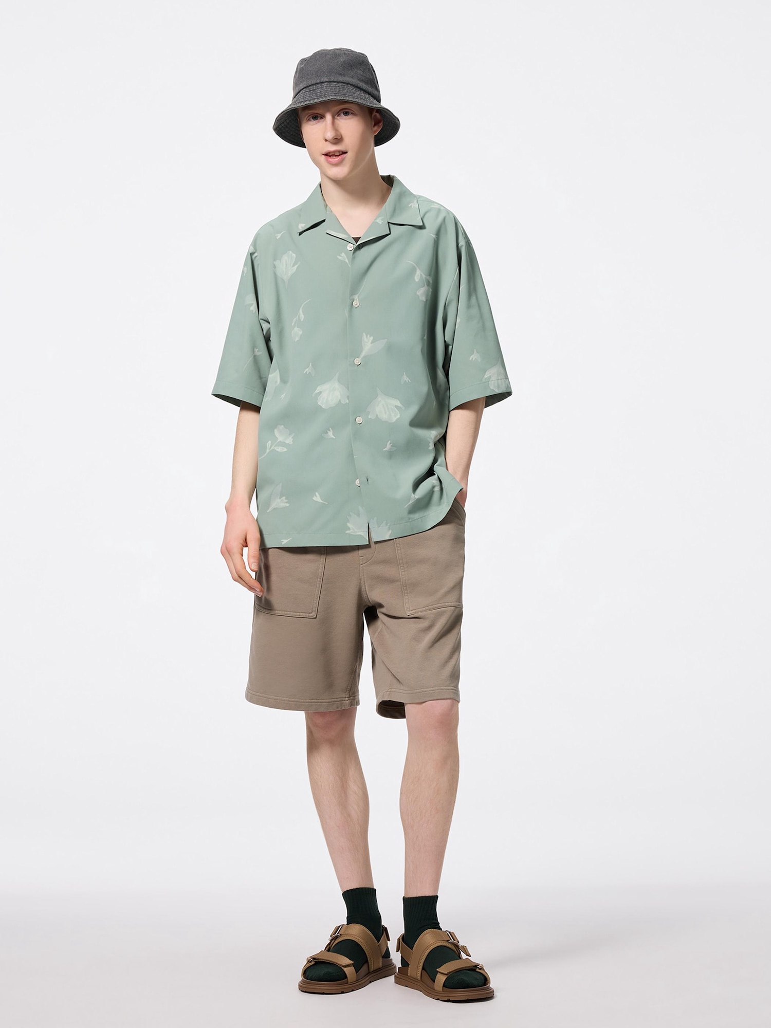 Open Collar Shirt | HalfSlv | Flower | GU US