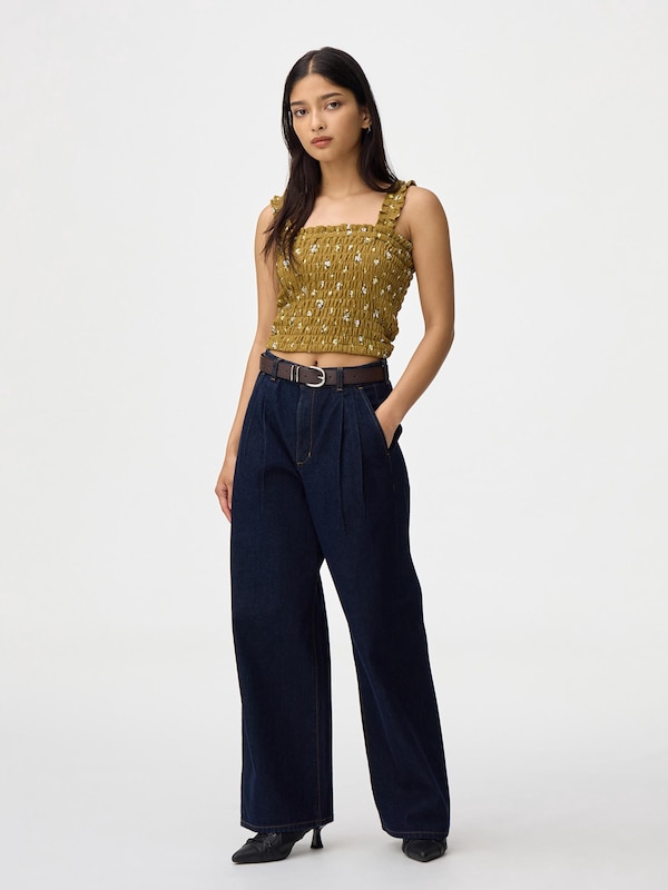 Shirring Flower Printed Camisole