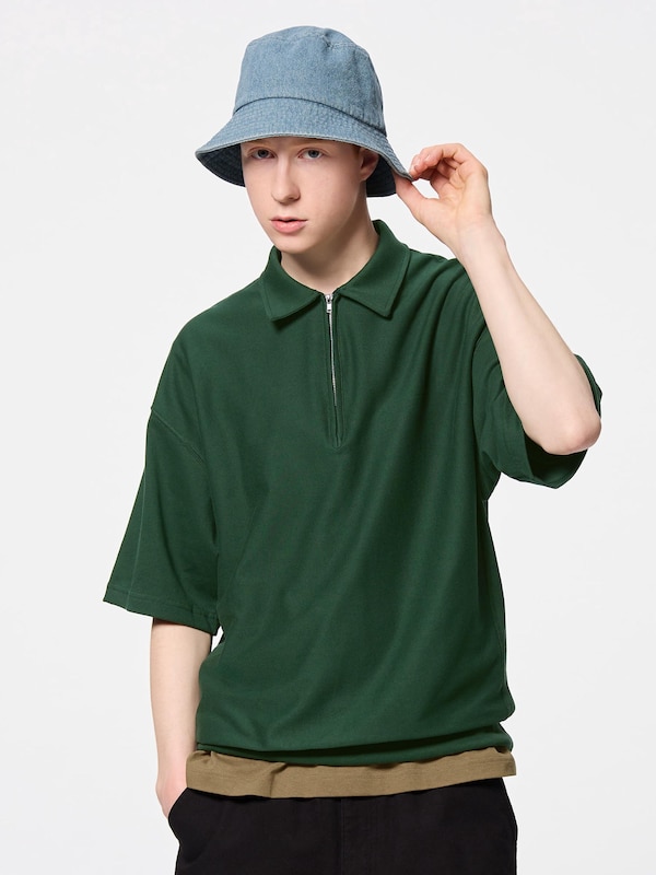 Half Zip Sweat Look T-Shirt | HalfSlv