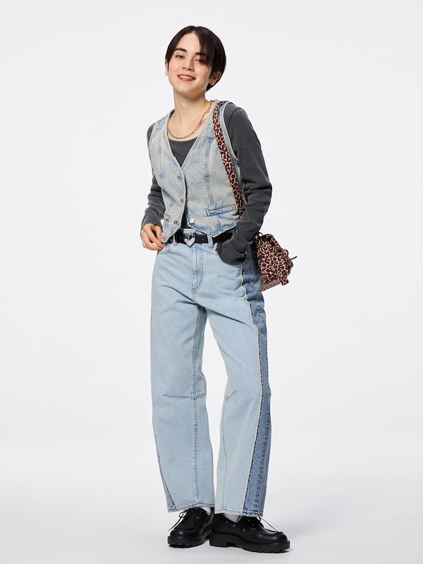 2 Tone Barrel Leg Jeans | Short 28.5 Inseam