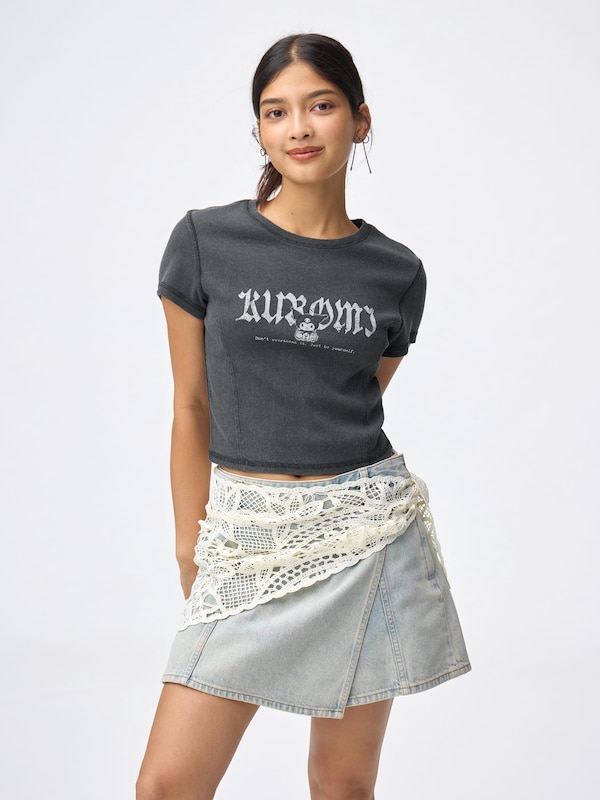 Ribbed Cropped T-Shirt | Kuromi