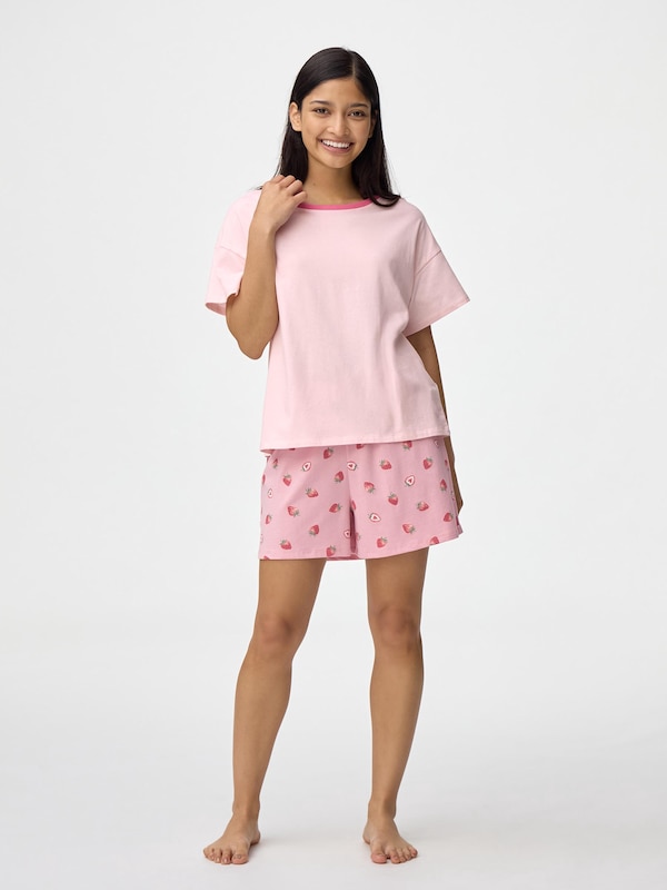 Cotton Color Lounge Set | Short | Strawberry