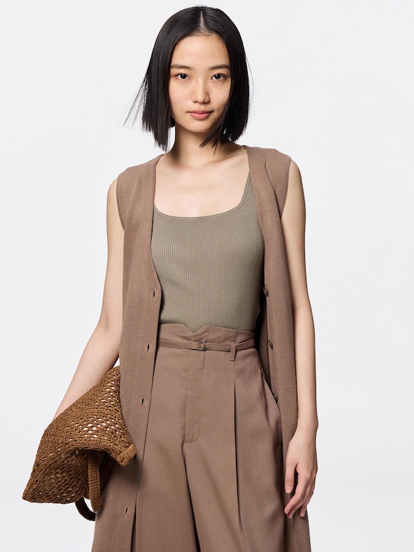 Knitted Short Square Neck Tank Top