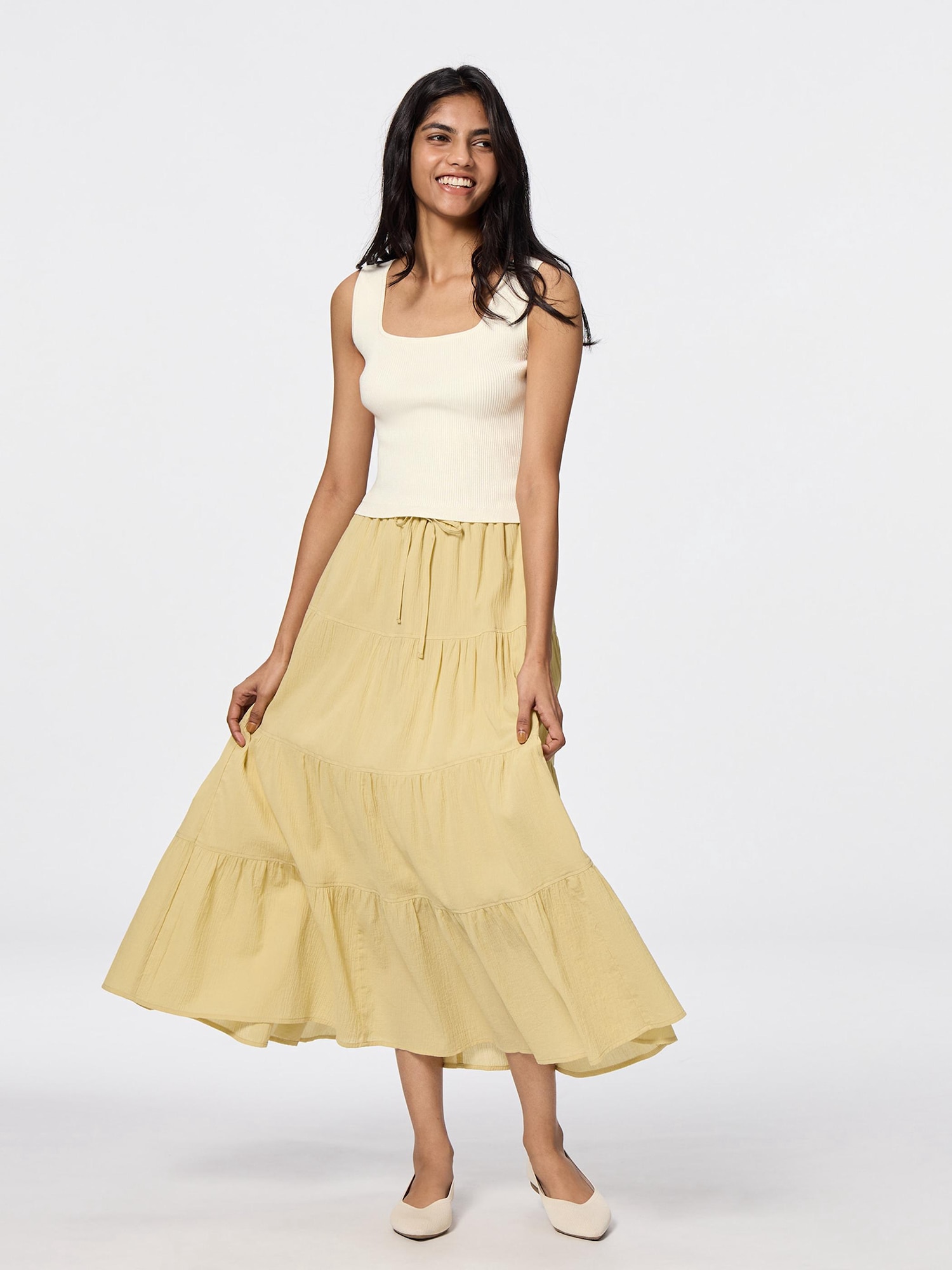 Knitted Short Square Neck Tank Top | GU US