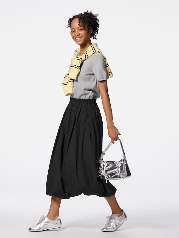 Bubble Hem Midi Skirt