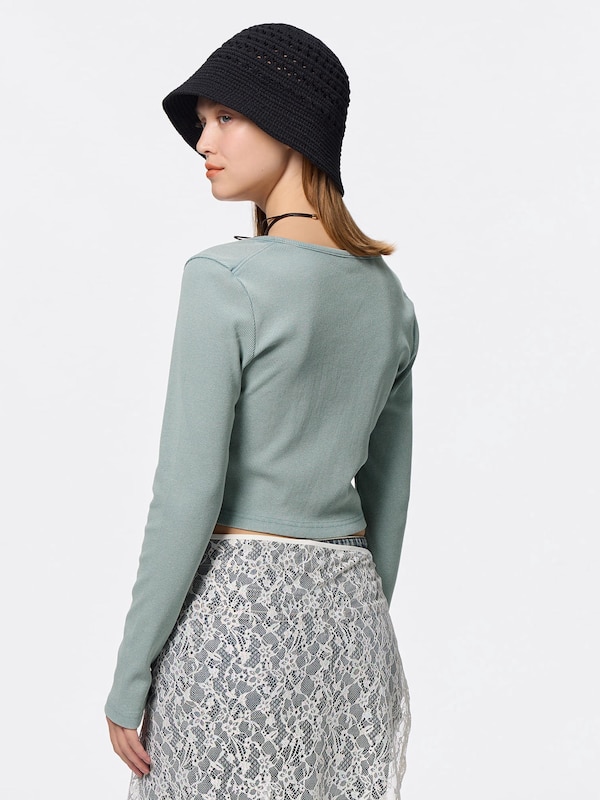 Washed Ribbed Cropped T-Shirt | Long