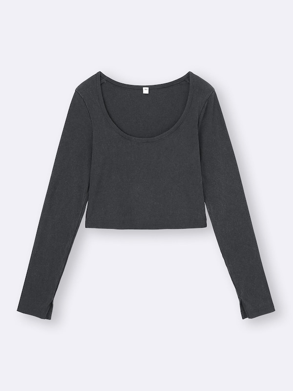 Washed Ribbed Cropped T-Shirt | Long