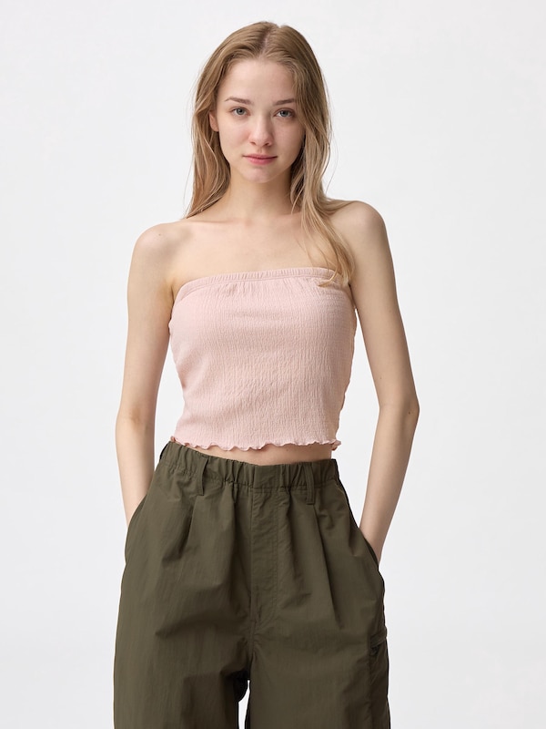 Bra-Feel Cropped Shirring Tube Top