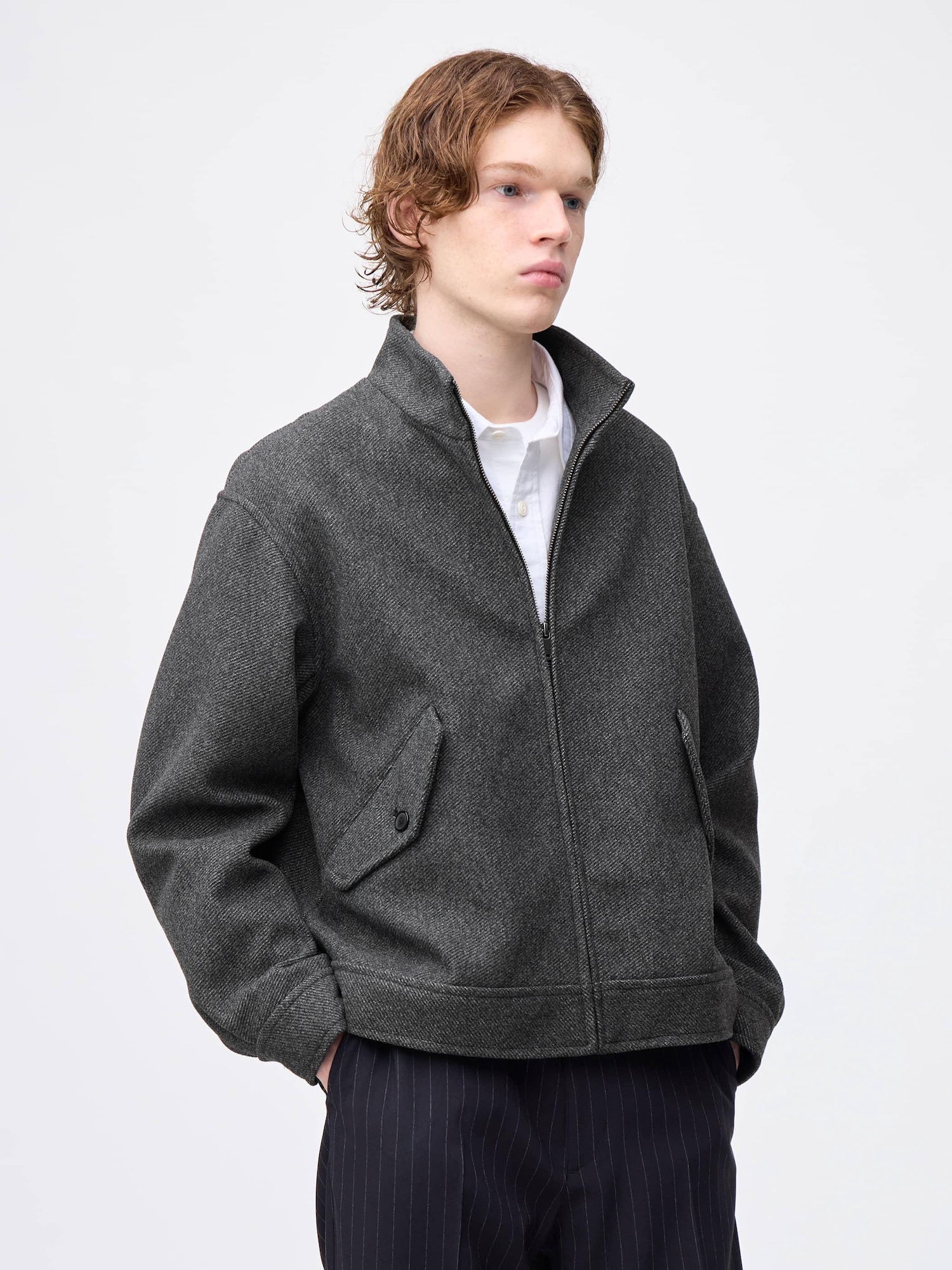 COZY MELTON Stand Zip Up Jacket | GU US