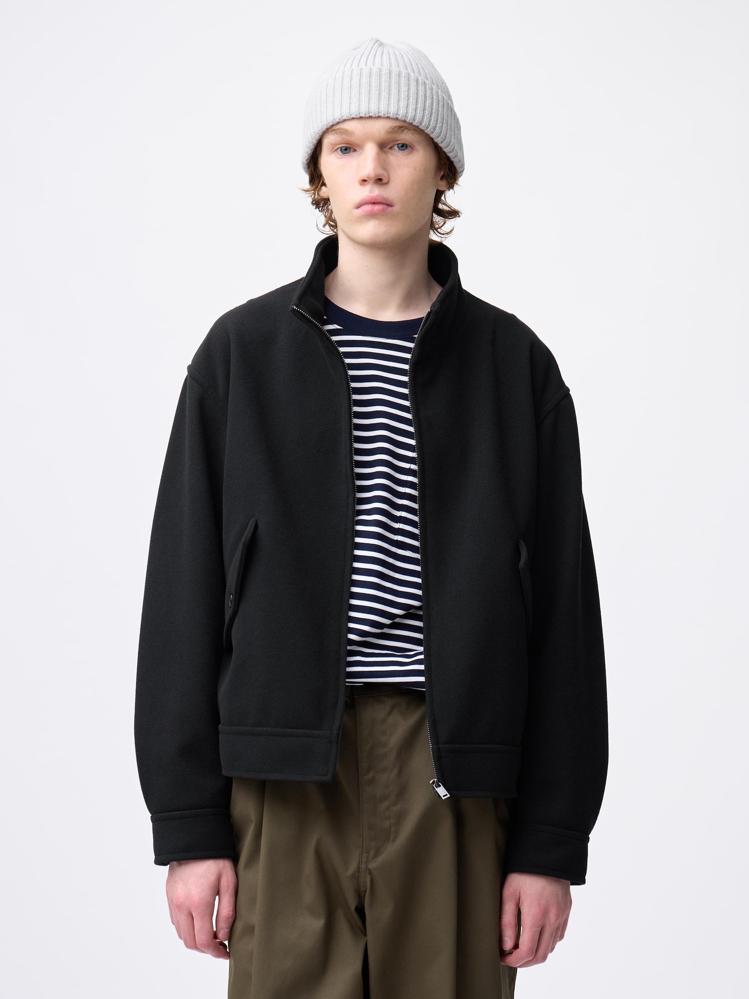 Men's COZY MELTON Stand Zip Up Jacket | GU US