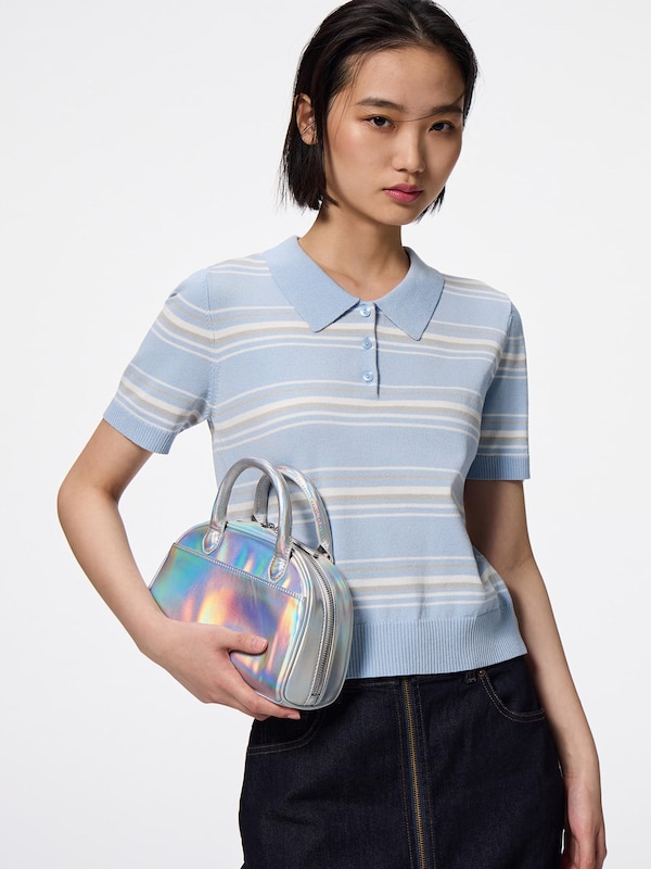 Washable Striped Polo Sweater | Short