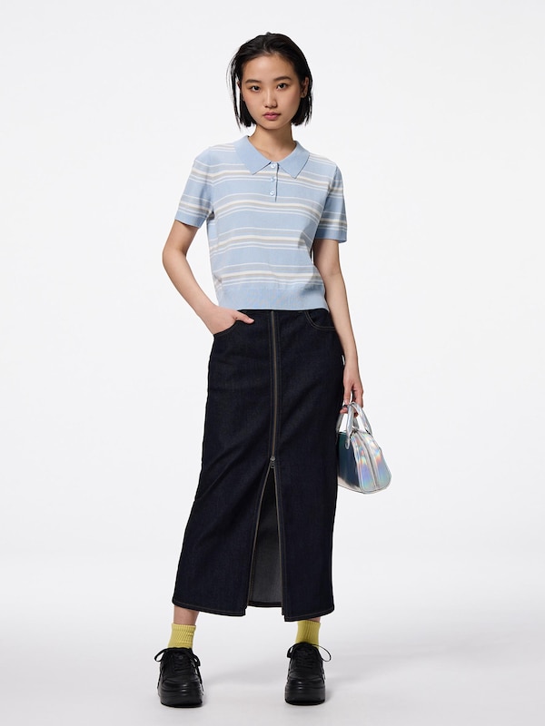 Washable Striped Polo Sweater | Short