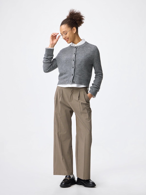 Puff Knit Crew Neck Cardigan