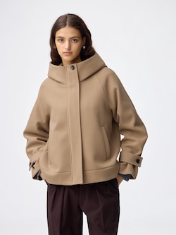 COZY MELTON Short Hoodie Coat