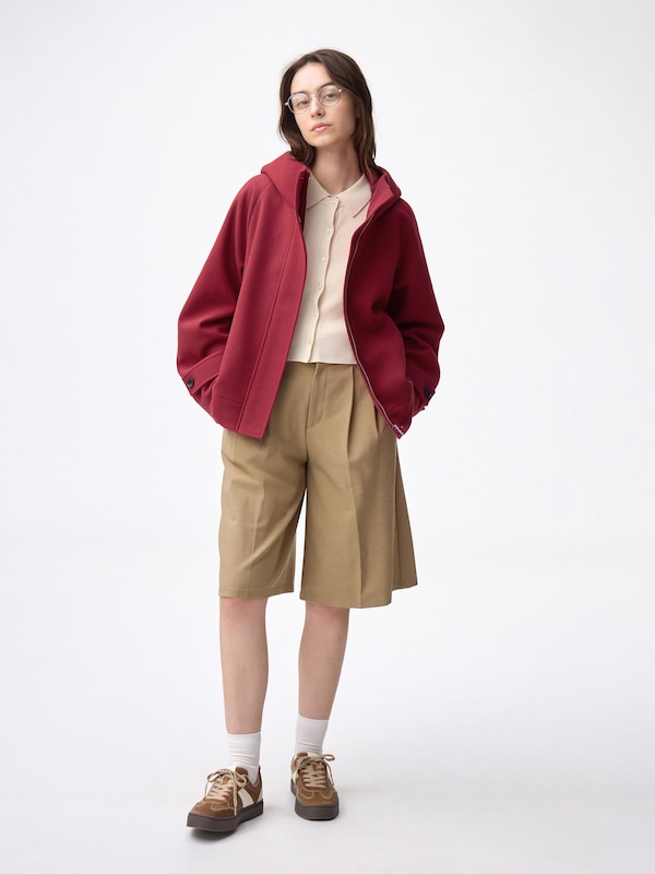 COZY MELTON Short Hoodie Coat