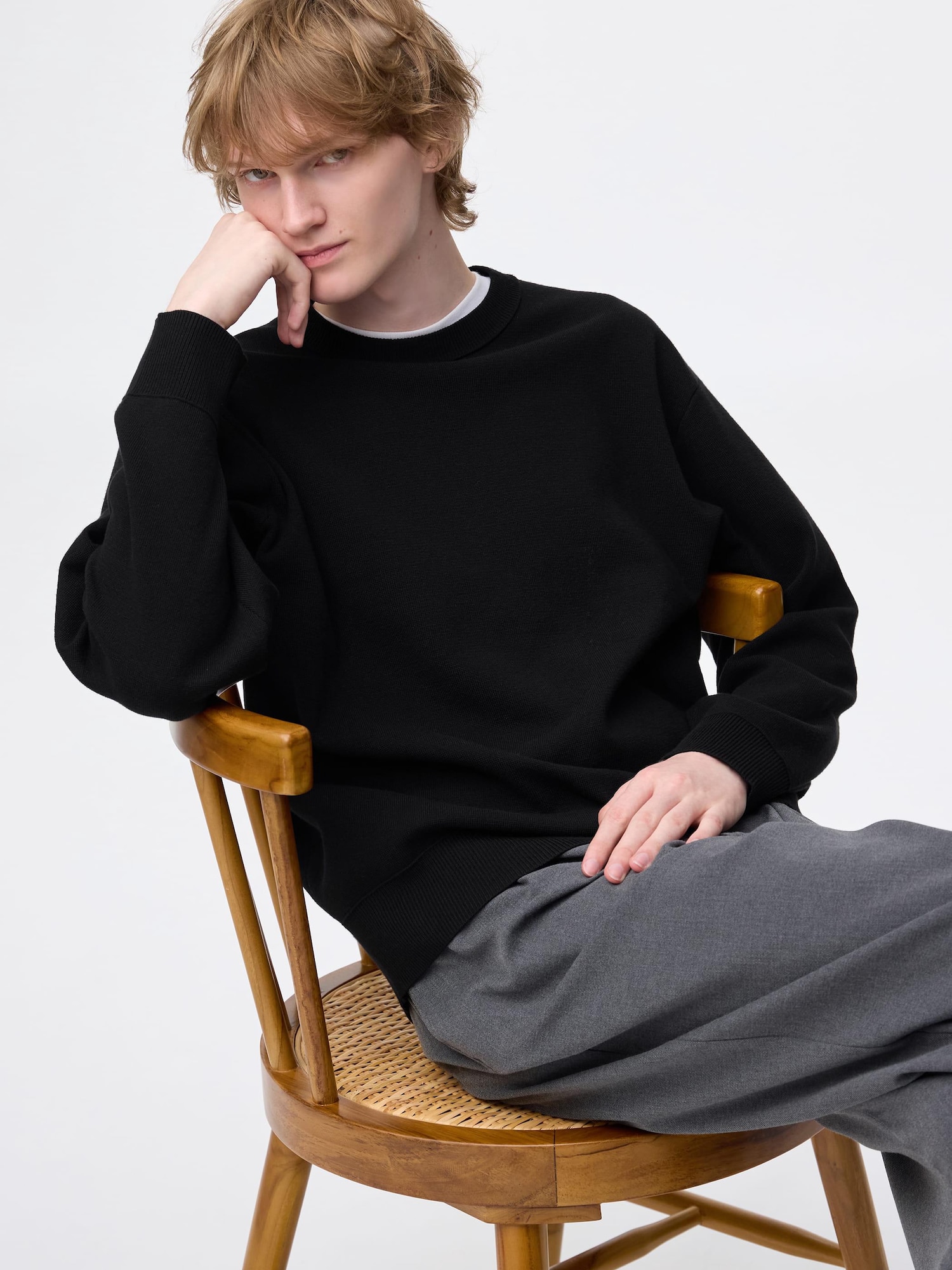 トップス everyone milano rib knit crew sweater Men's Washed Milano Ribbed Crew Neck Sweater | Fall Sweaters