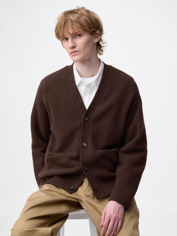 Puffy Touch Knit V Neck Cardigan