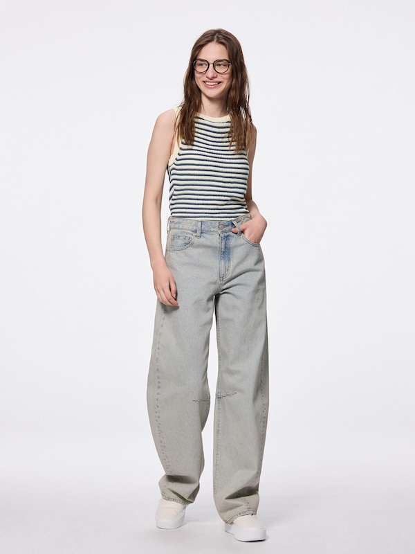 Textured Knitted Striped Tank Top