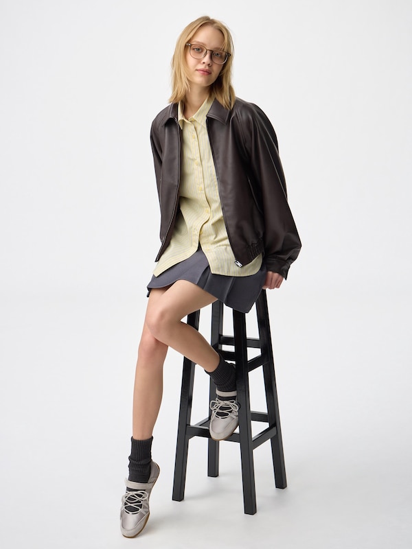 Faux Leather Harrington Jacket