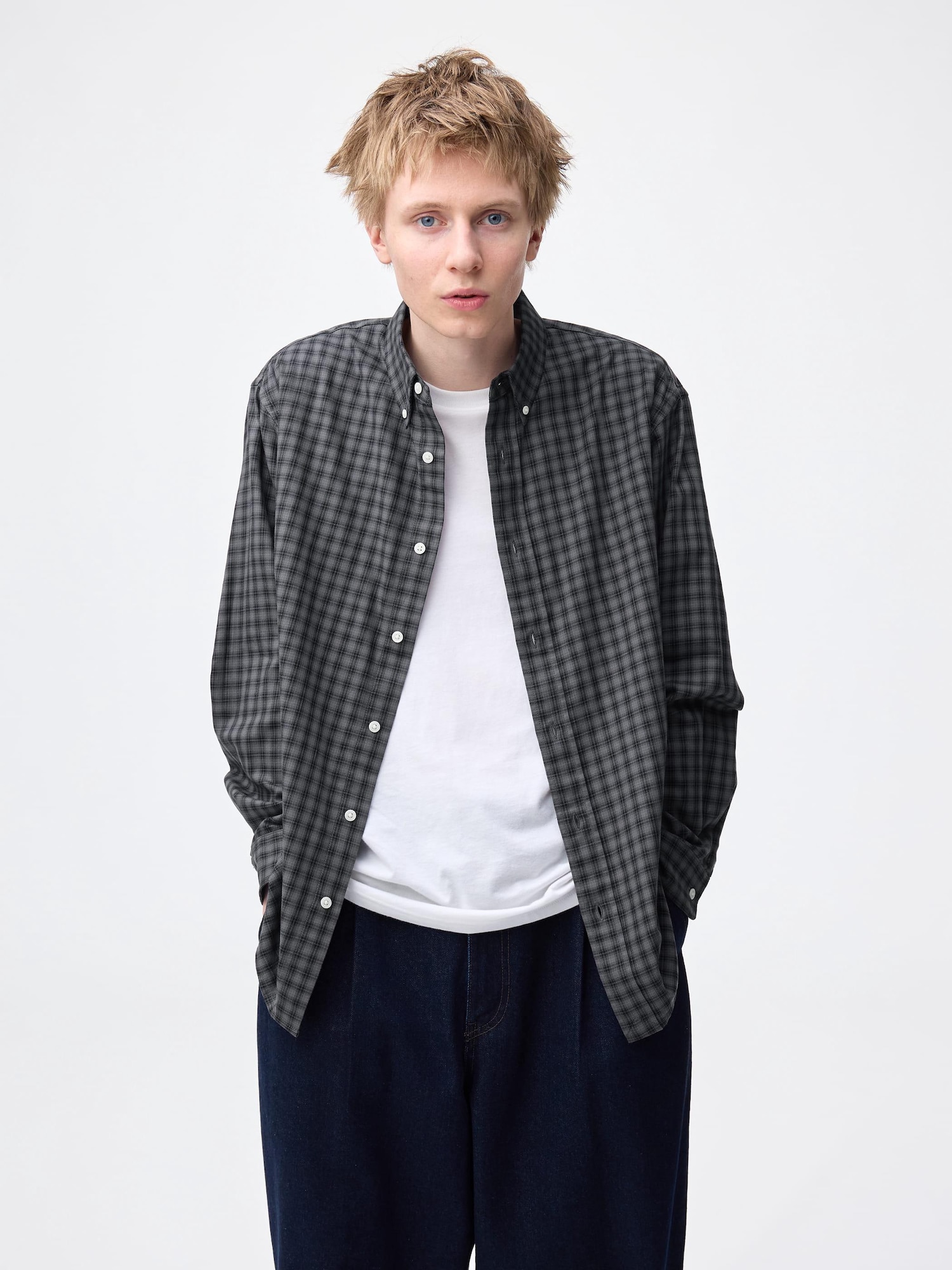 Unisex Cotton Checked Shirt | GU US