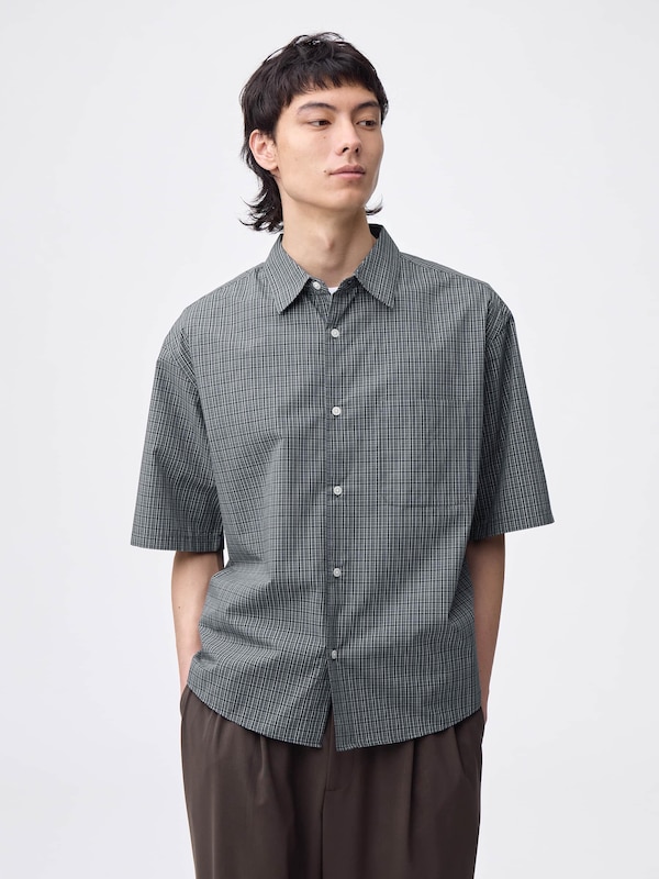 Broadcloth Oversized Checked Shirt | HalfSlv