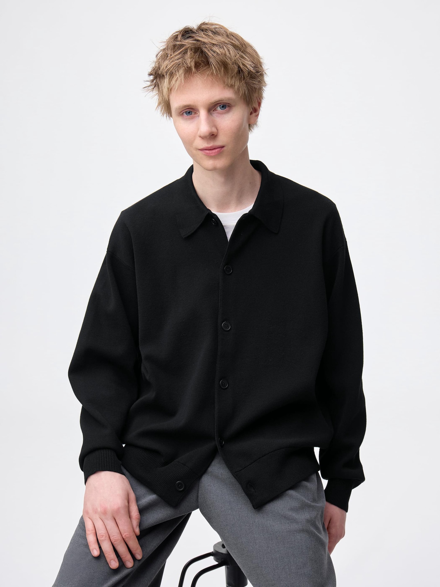 Milano Ribbed Polo Cardigan | GU US