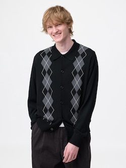 Knitted Polo Cardigan | Argyle