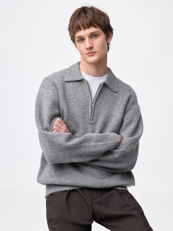 Puffy Touch Knit Half-Zip Pullover