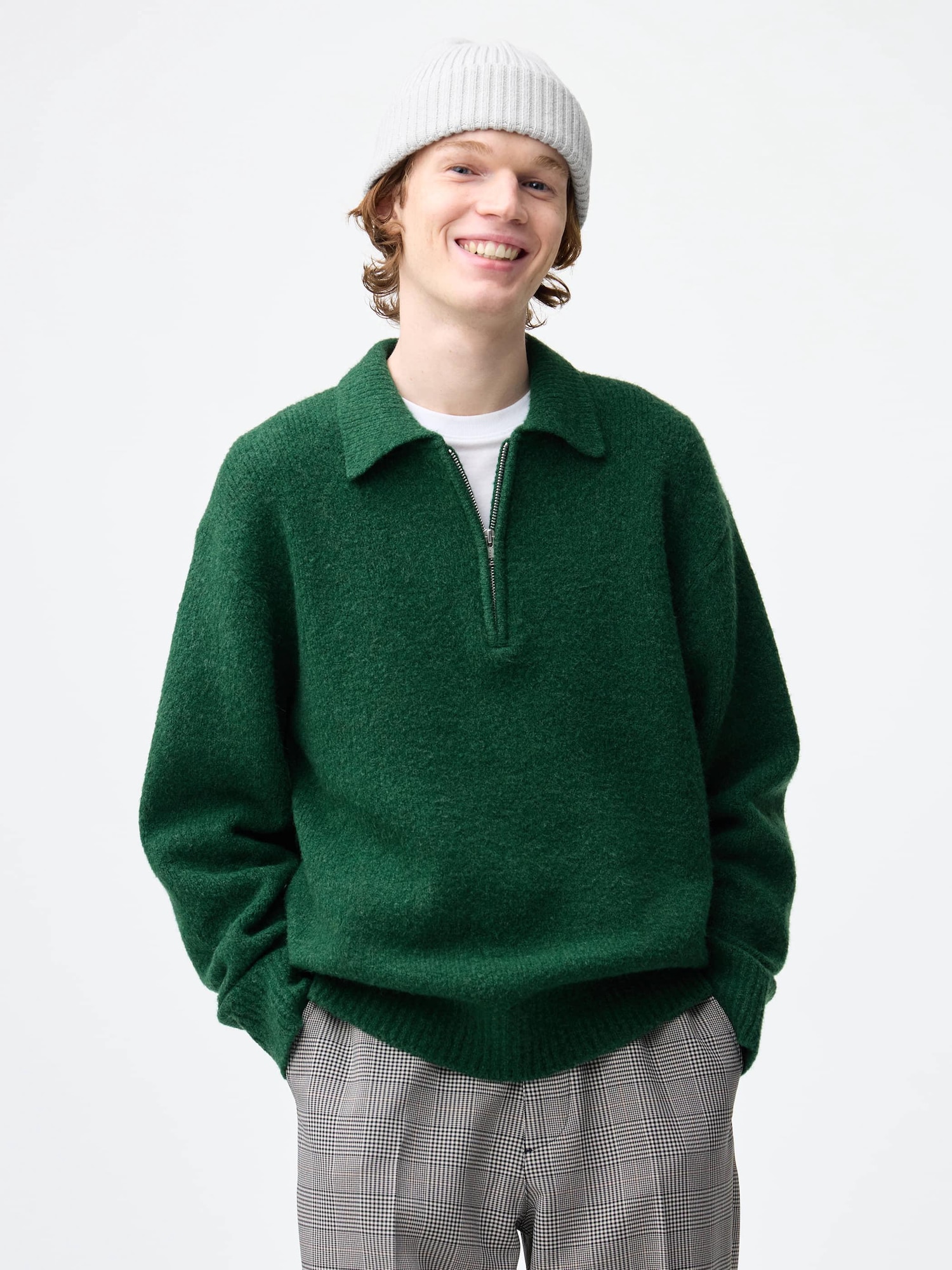 Puff Knit Half-Zip Pullover | GU US