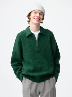 Puff Knit Half-Zip Pullover