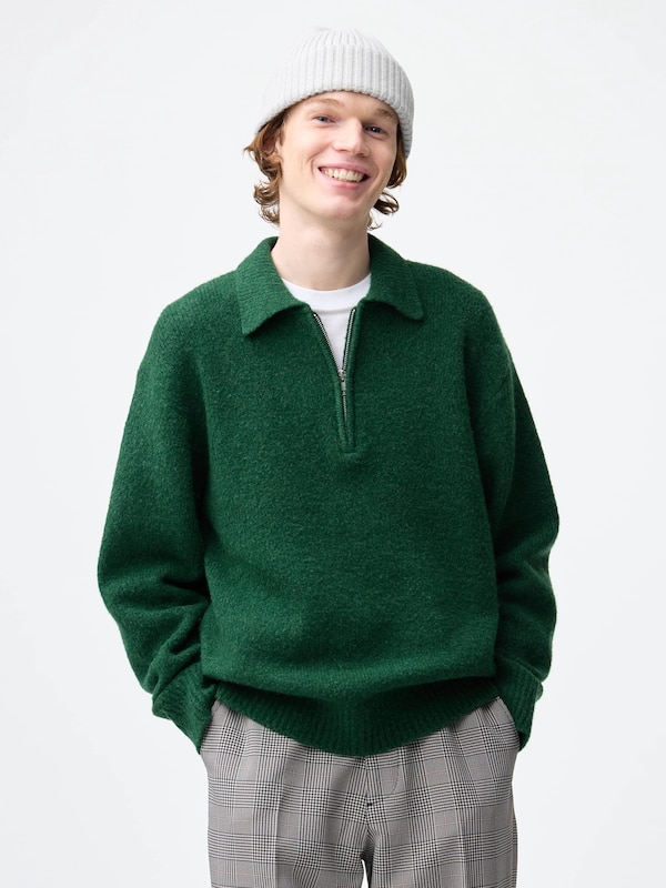 Puff Knit Half-Zip Pullover