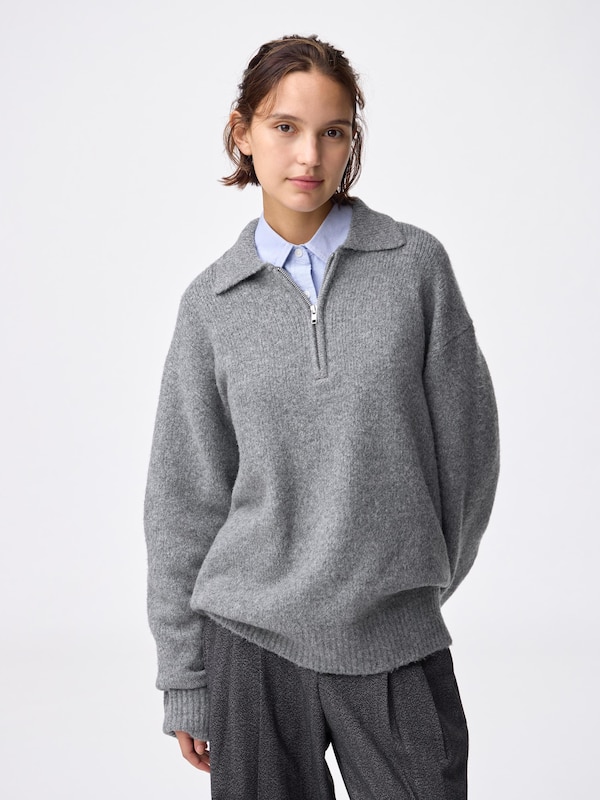 Puff Knit Half-Zip Pullover