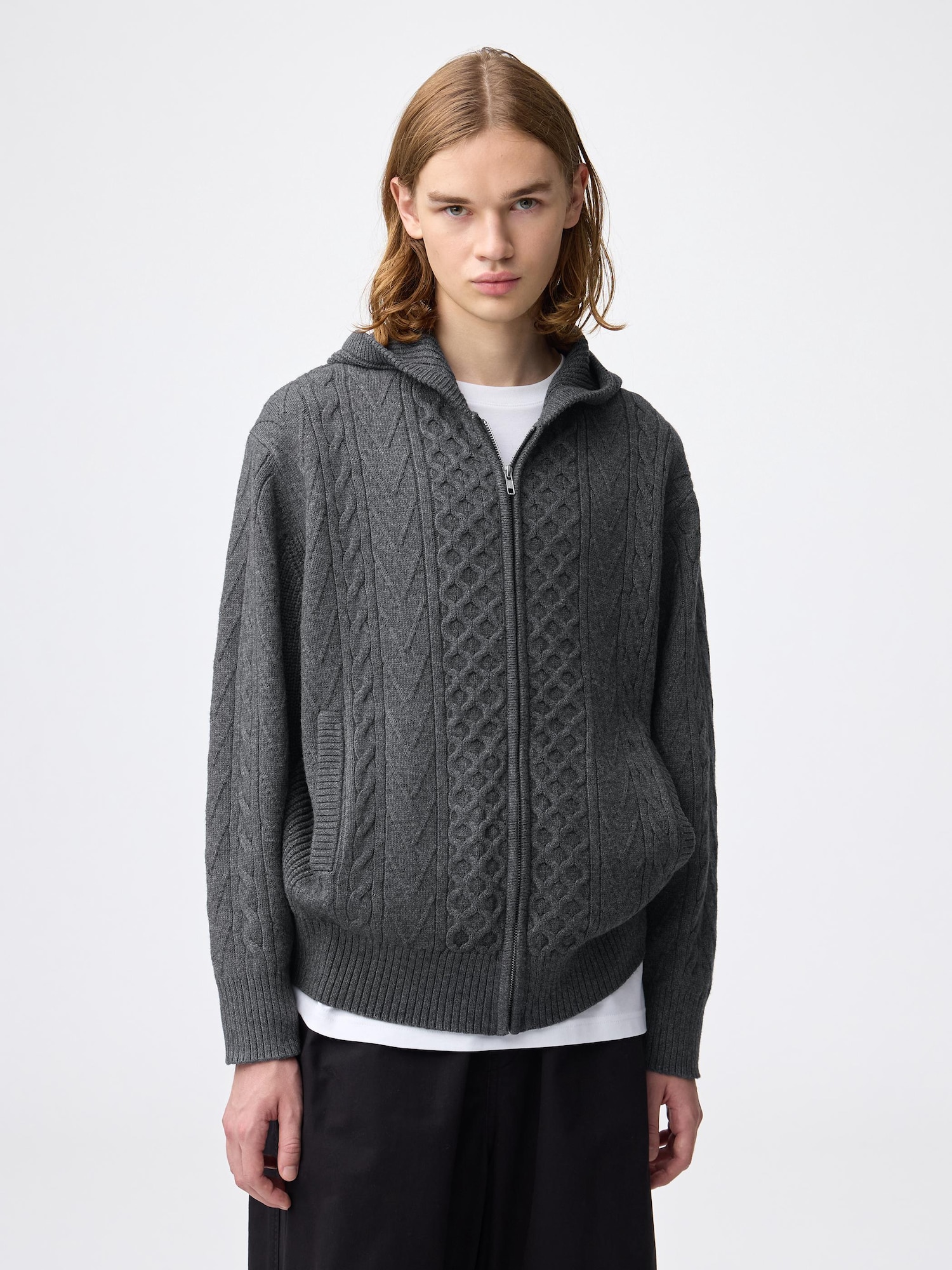 Men's Cable Full-Zip Hoodie | GU US