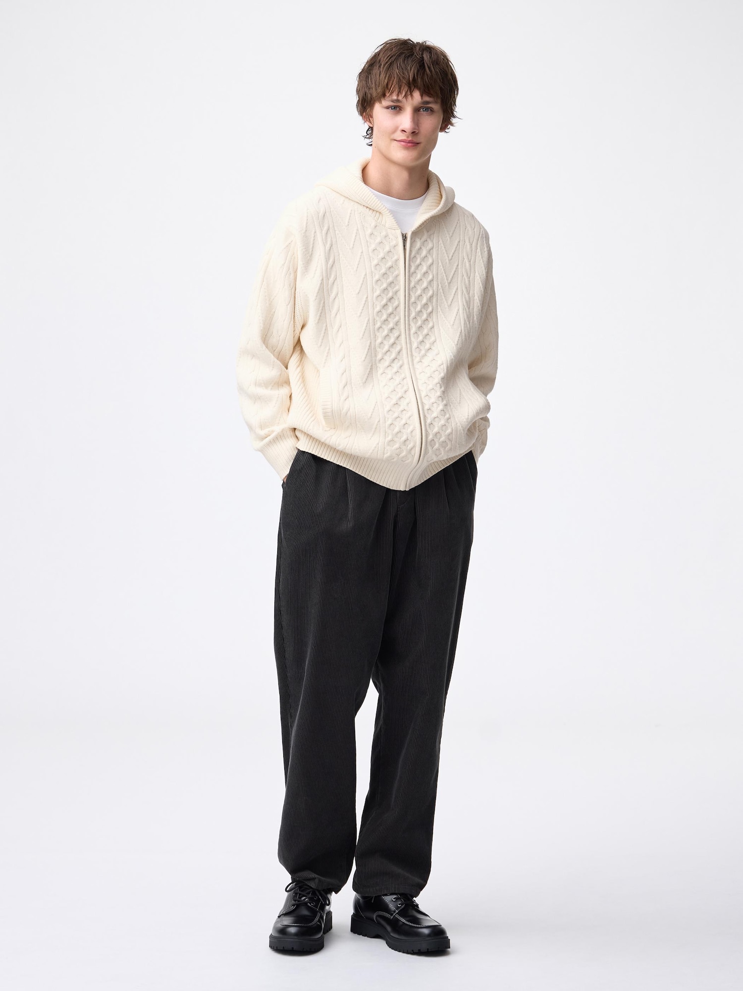 Men's Cable Full-Zip Hoodie | GU US