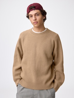Rib Stitched Crew Neck Sweater