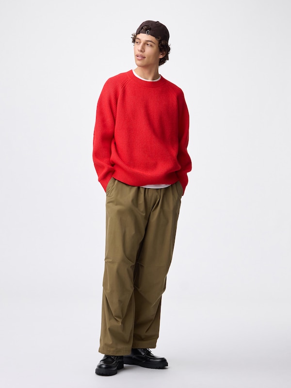 Rib Stitched Crew Neck Sweater