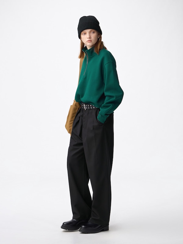 Chino Barrel Leg Pleated Pants