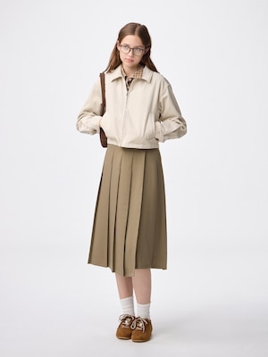 Wrap Pleated Midi Skirt
