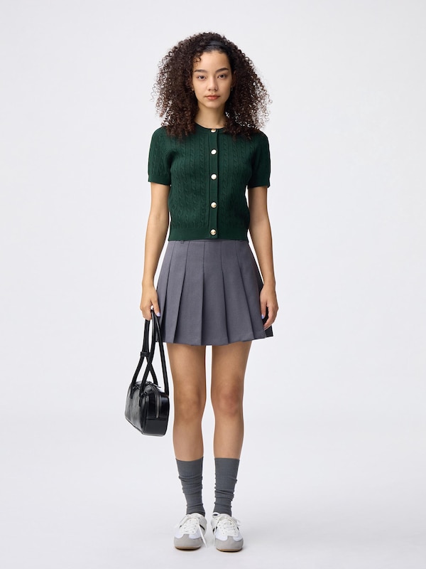 Cable Metal Button Cardigan | Short
