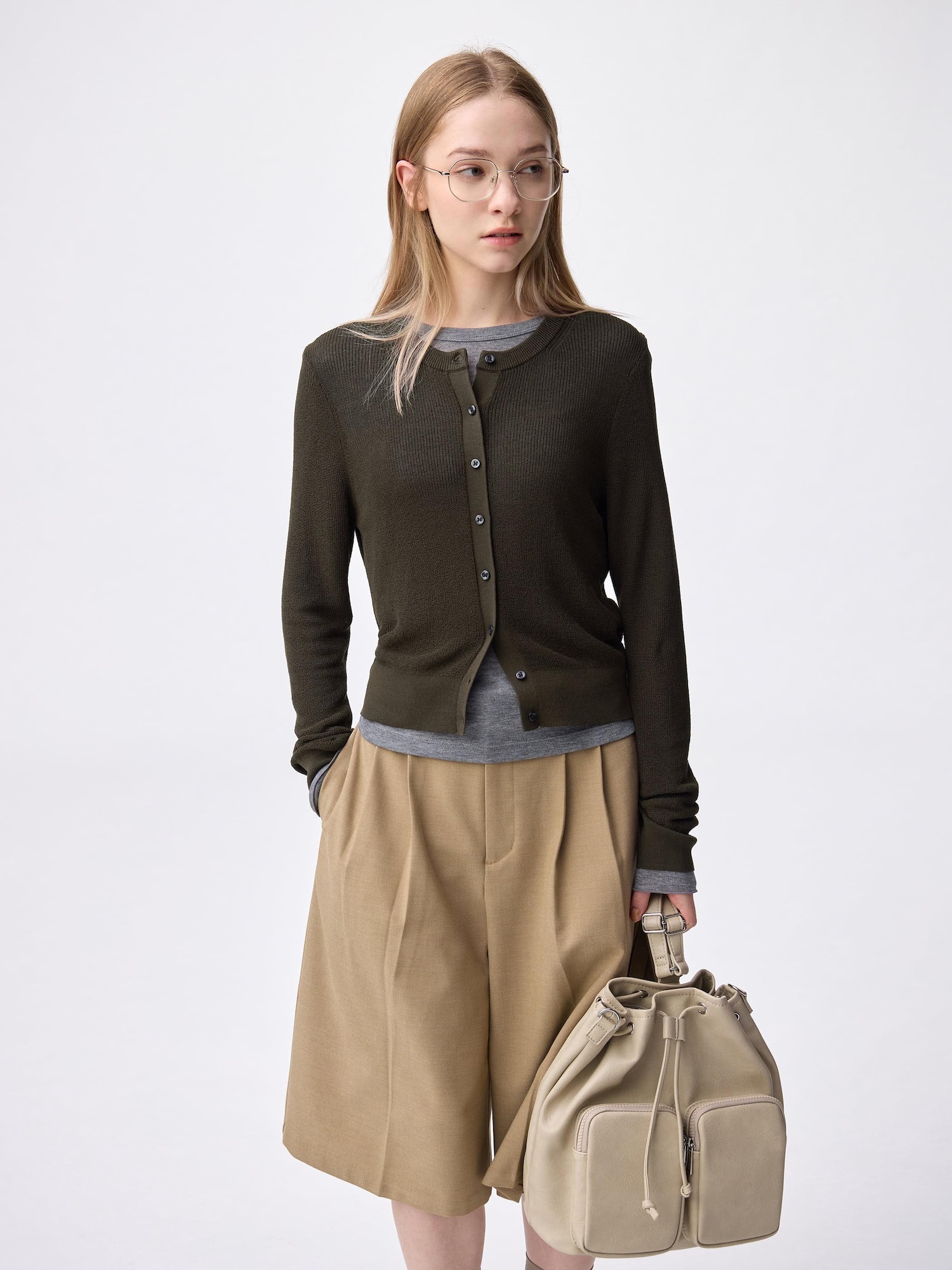 【&her 】Sheer Cardigan Set ネイビー×ライトブルー 美品 &her Sheer Cardigan Set ネイビー×ライトブルー 美品 sheer rib