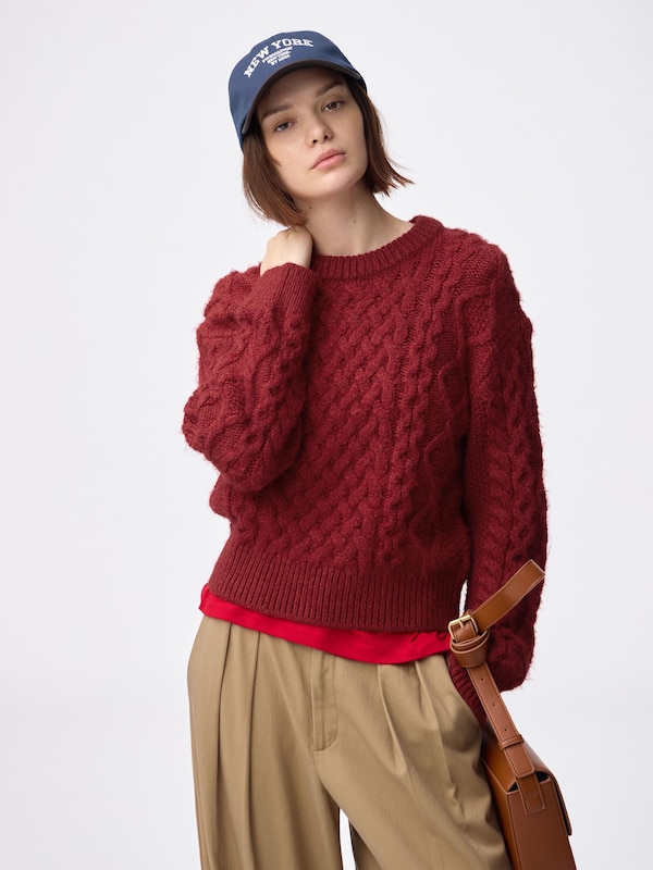 Cable Crew Neck Knitted Pullover